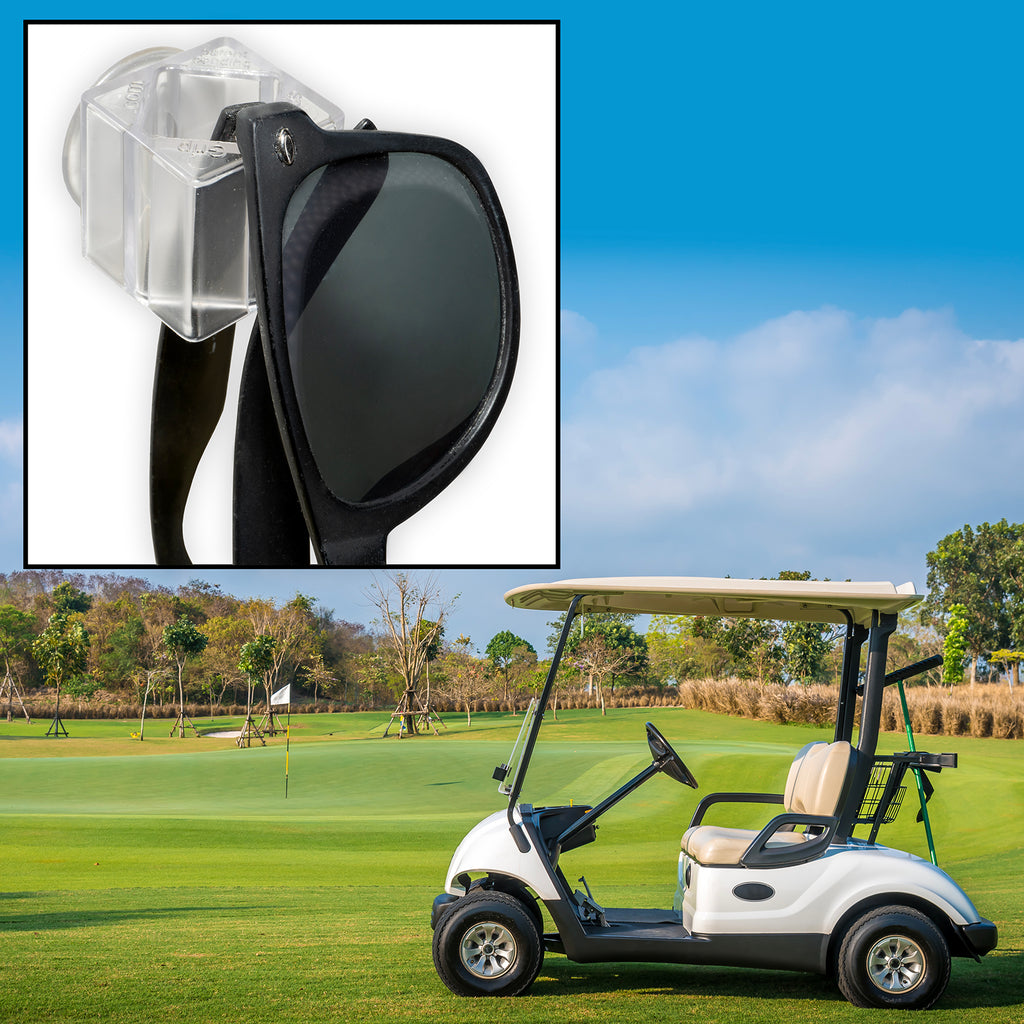 SpexGolf Eyewear Holder – Suction Cup Golf Cart Accessory for Sunglasses, Reading Glasses & Prescription Glasses – Soft Plastic, Compact, Great Gift for Golfers-2 pack