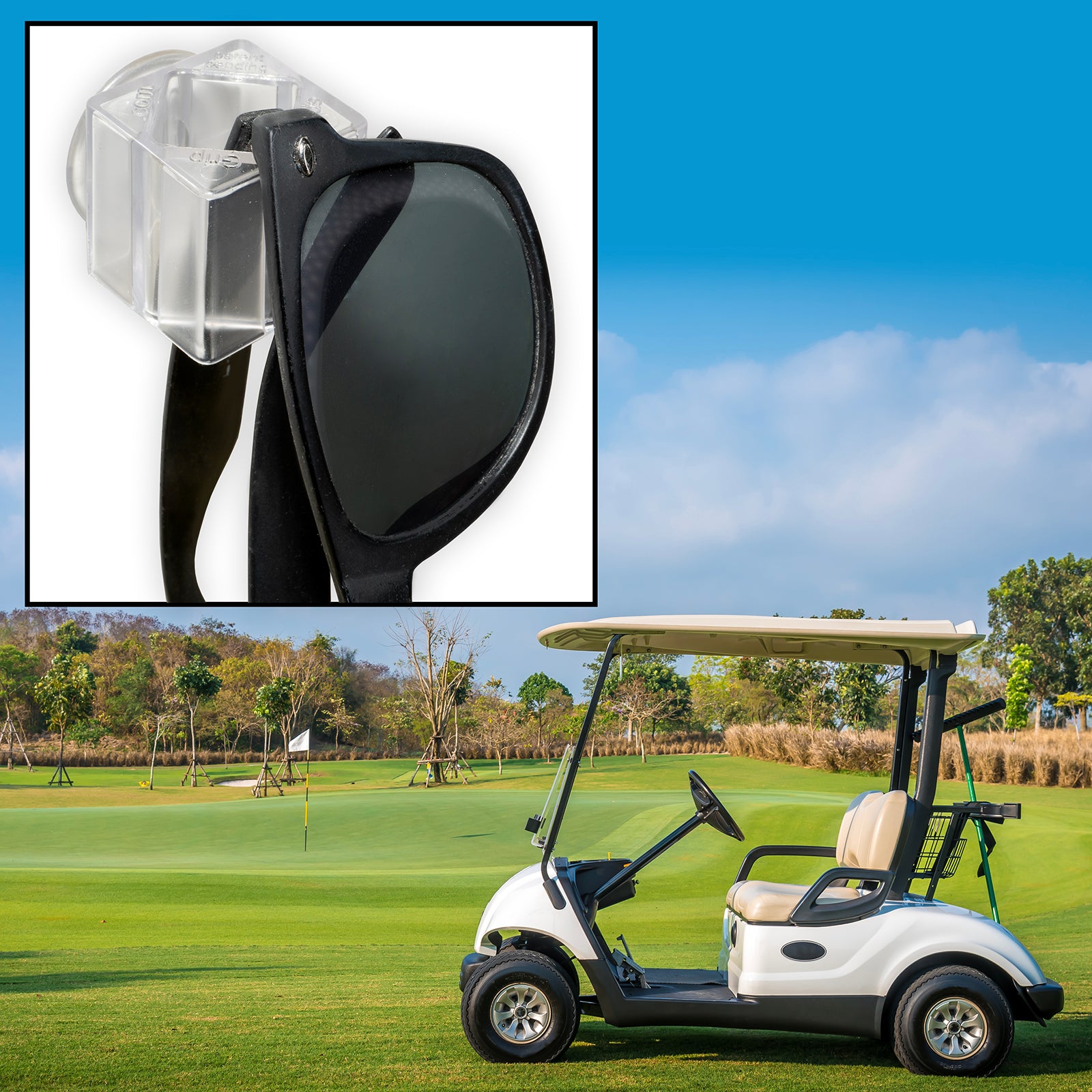 SpexGolf Eyewear Holder – Suction Cup Golf Cart Accessory for Sunglasses, Reading Glasses & Prescription Glasses – Soft Plastic, Compact, Great Gift for Golfers-2 pack